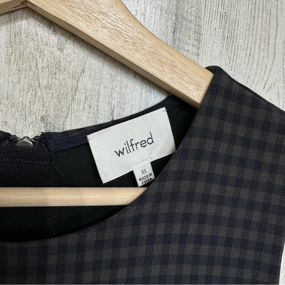 Aritzia Wilfred Verone Check Sleeveless Mini Dress Size XS Navy Green - Picture 8 of 9